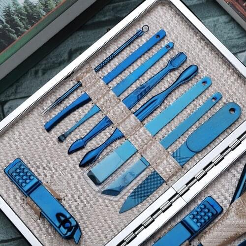 15pcs Manicure Pedicure Set Cutters Nail Clipper Stainless Steel Makeup Kit Ear Spoon Nail Pliers Toenail Scissors Tools