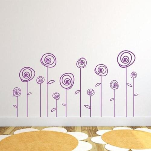 Makeyes Flowers Decals Simple Design Wall Stickers Vinyl Home Kids Bedroom Wall Sticker Flower Nature Style Room Decoration Q228