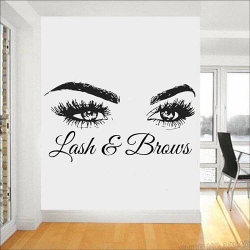 Wall Art Mural Lashes Eyelashes Home Decor Eyebrows Brows Beauty Salon Decor Wall Decal Sticker Eye Quote Make Up Window L784