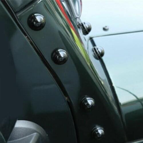 2021 New Cover Trim Stcker ABS Chrome Car A-Pillar Screw Protection Cover Trim Decor Black For Jeep Wrangler JK 2007-2017