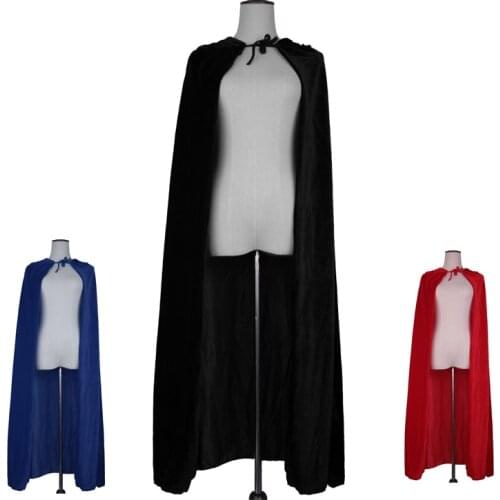 New Adult Halloween Hooded Cloak Velvet Witches Princess Black Red Velvet Hooded Cape Halloween Cloak Cosplay Costume
