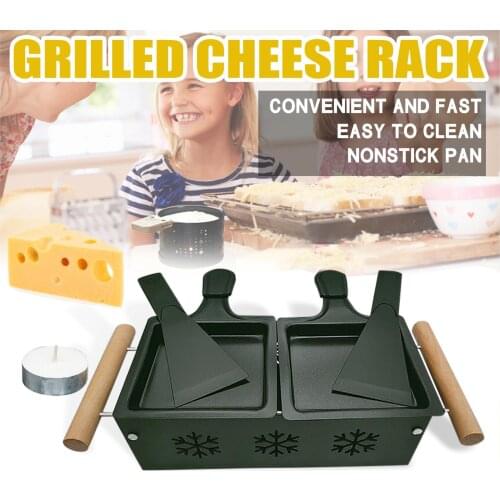 1PCs Cheese Candle Stove,2PCs shovel,2PCs Candles Portable Non-Stick Metal Cheese Raclette Grill Plate Baking Tray Stove Set