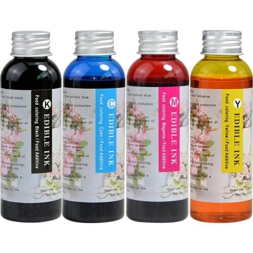 4 Colors 100ML/Bottle Edible Ink Suitable For Canon Printer IP7280 5680 5780 5080 6880 Suitable For Coffee Cake Pattern Printer