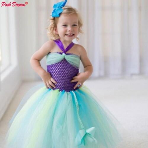 POSH DREAM Ariel Inspired Princess Tutu Dress Little Mermaid Halloween Costume Inspired Princess Birthday Kids Girls Tutu Dress