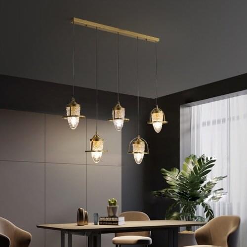 Nordic chandelier simple dining room chandelier personality creative bedside study lamp post-modern copper decorative chandelier