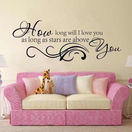 How Long Will I Love You Quote Song Lyric Wall Sticker Bedroom Girl Room Music Family Love Quote Wall Decal Nursery Kids Room