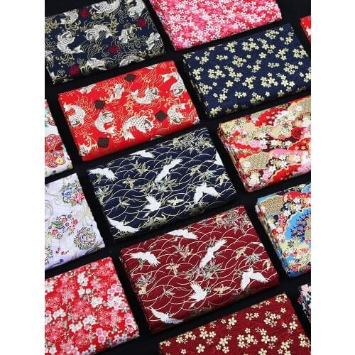 Sewing Bronzing Japanese Style Fabric Cheongsam Flower Cloth Cotton Cloth Chinese Style Hanfu Ancient Style Clothing Fabric