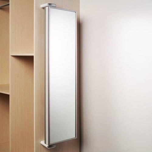 Intelligent WIFI wardrobe cabinet hidden rotating body mirror wall mounted with shelf full body fitting mirror