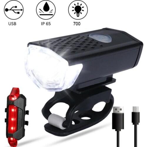 Bike Bicycle Light USB LED Rechargeable Set Mountain Tools Lamp Outdoor Headlight Supplies Front Back Cycle Flashlight J9D7