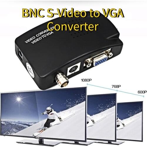 VGA S-Video BNC to VGA Converter BNC to VGA Adapter Box 1080P HD Video Converter for CCTV DVR PC Laptop to TV Projector