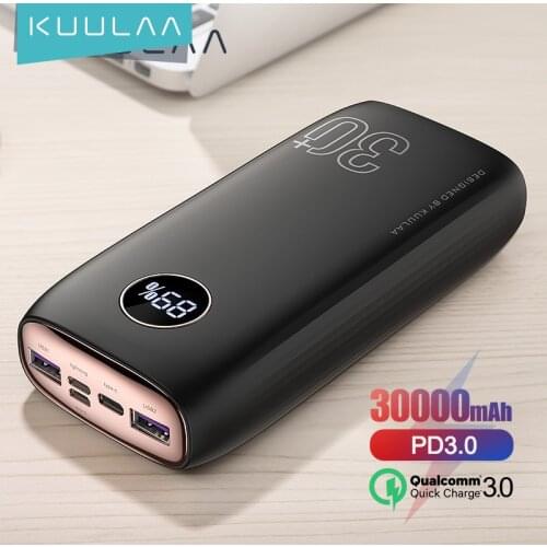 KUULAA Power Bank 30000mAh Type-C PD Fast Charging poverbank Quick Charge 3.0 powerbank for xiaomi 9 iPhone 11 External Battery