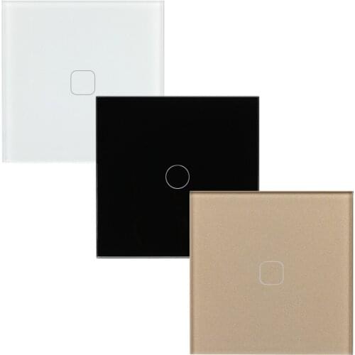 High end beautiful 1 gang 1 way dimmer switch touch wall switch EU switch table lamp single live line tempered glass panel 2018