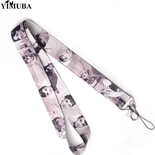 YIMUBA Vintage Audrey Hepburn Lanyard Classic Movie Roman Holiday Black White Print Neck Straps Cell Phone Hang Rope Collection