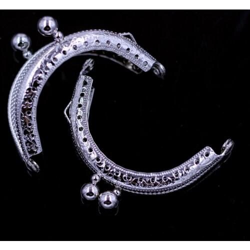 2PCS Silver Tone 6.5cm Arch Metal Purse Frames Kiss Clasps Women Clutchs Buckles DIY Handbag Handles Hardware Parts Accessories