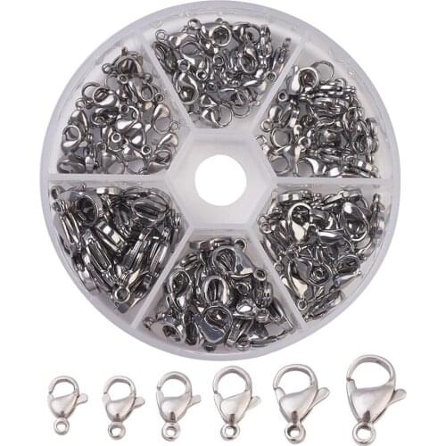 120pcs/box 304 Stainless Steel Lobster Claw Clasps For Bracelet Necklace Chain DIY Jewelry Making Findings 9 10 11 12 13 15mm