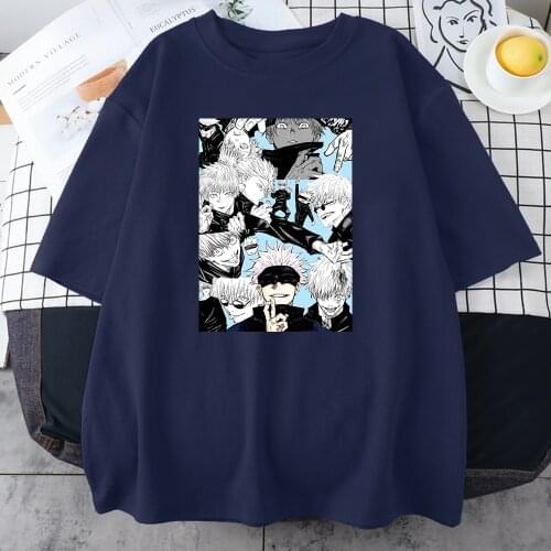 Anime Jujutsu Kaisen Womens Clothes Hip Hop Sweat Breathable Clothing Brand T-Shirts Printing Crewneck Casual Harajuku T-Shirts