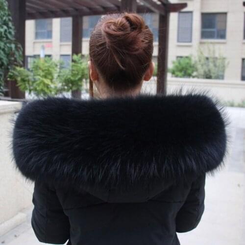 100% Real Fur Collar Parka Luxury Fur Warm Natural Raccoon Fur Scarf Female Big Fur Collar Scarf Men Jacket Jacket