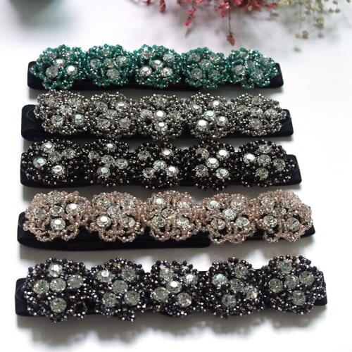 2019 New fashion color Crystal elastic belt Womens Brand Elastic Waistband Female wide Belts For Women Dress accessories SW319