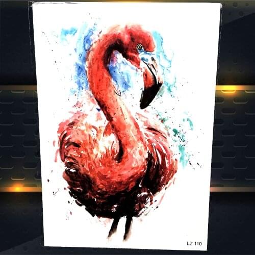 25 Style Red Watercolor Flamingo Birds Temporary Tattoo Stickers Women Men Flash Water Transfer Tattoo Waterproof Fake Tatoo Art
