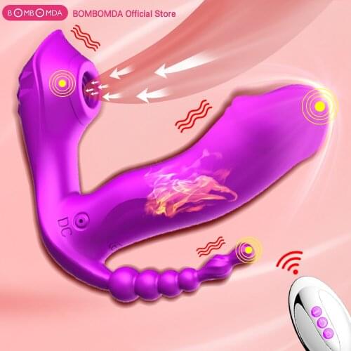 3 IN 1 Sucking Vibrator 7 Mode Vibrating Sucker Anal Vagina Clitoris Stimulator Wearable Oral Suction Erotic Sex Toys for Women