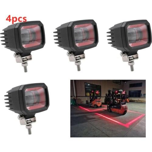 4x 3Inch 10-80v E9 ip66 9W Red Flood Beam LED Forklift safety line zone Red Danger zone LED forklift warning light redzone