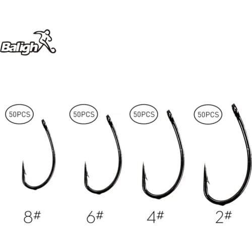 Balight 50pcs 2# 4# 6# 8# Sea Offset Hook Fishing Single Barbed Hook Carp Snap Steel Fishing Hooks Fishing Hook Set With Box