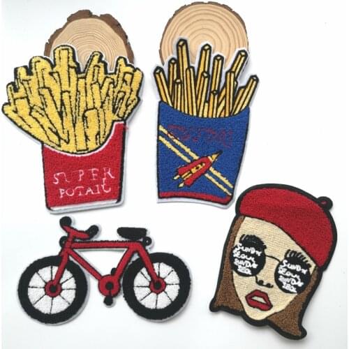 Large embroidery big chenille belle girl letter patch animal cartoon bike badges foods appliques patches for clothing FD-3114