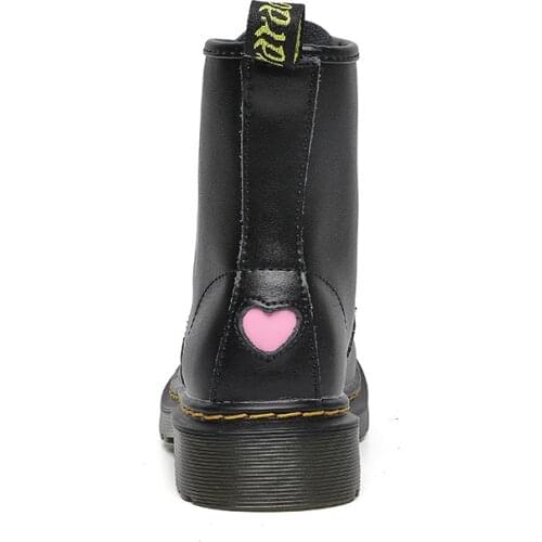 Winter Genuine Leather Womens Boots Love Black Casual Ankle Boots Girls Fashion Boots Zipper Motorcycle Boots 2019 Dance Shoes