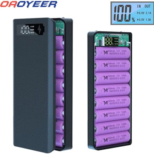 Oaoyeer 5V Dual USB 8*18650 Power Bank Type C USB Battery Box Mobile Phone Charger DIY Shell Case For IPhone X Huawei Samsung