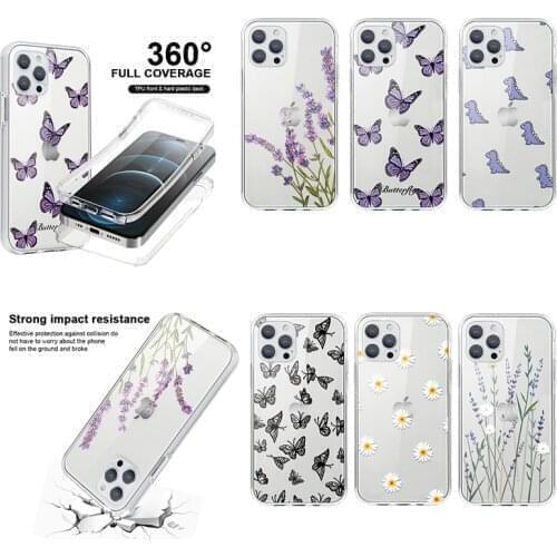 360 Full Cover For iPhone 11 12 Xs Pro Max X 7 8 6s 6 Plus 12 Mini 5S SE SE 2020 5 Flowers Fashion Shockproof Phone Case Fundas