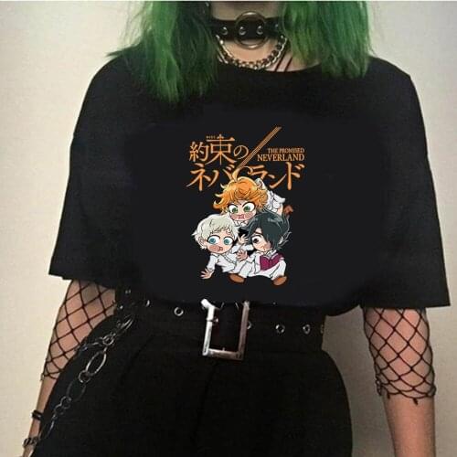 2021 Hot Anime The Promised Neverland Kawaii T Shirt Boy Girl Unisex Fashion Casual T-shirt Japanese Anime Print