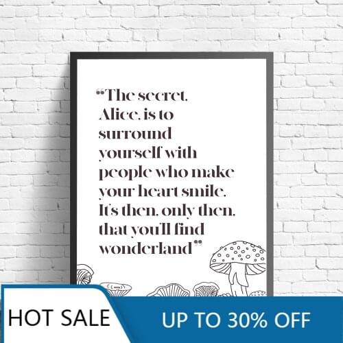 In Wonderland Quote Wall Art Canvas Painting Posters Prints Wall Decor Modern Girl Room Cartoon Aesthetic Home Decoration
