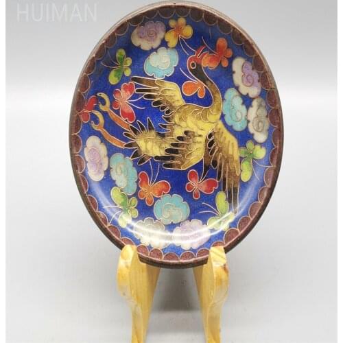 Chinese Copper Carved Cloisonne Flowers And Birds Plate Metal Crafts Home Decoration