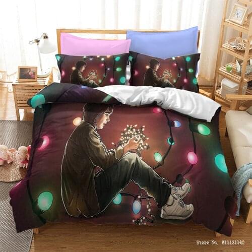 Hot Movie Stranger Things Printed Bedding Set Down Quilt Cover Pillowcase Children Adult Bedding Home Textile