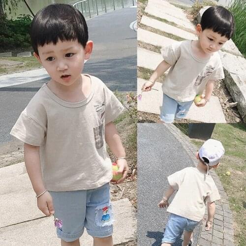 Summer Kids Boys T Shirt Print Short Sleeve Baby Girls T-shirts Cotton Children T-shirt O-neck Tee Tops Boys Clothes 3 4 5 Years