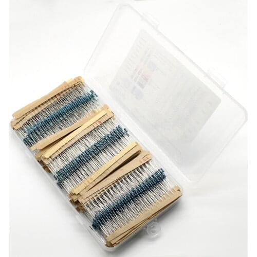 Metal Film Resistors Set 1/4W 1% 30 50 130 Values Assorted Pack Fixed Resistor 0.25W Through Hole 1 ohm ~ 10M Set of Resistors