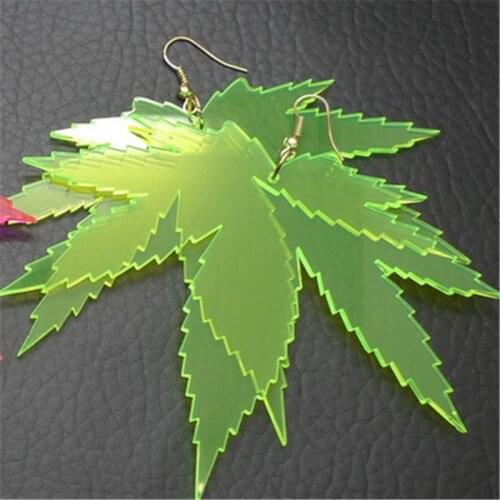 Fashion Jewelry Oorbellen Acrylic Neon Maple Leaf Earrings for Women Pendientes HipHop Large Drop Earring DJ DS Brincos