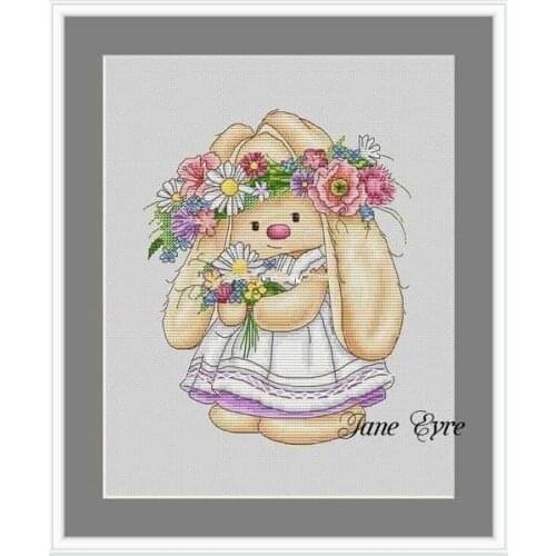 6-Bonnie Rabbit - Little Rabbit with a Ring Counted Cross Stitch Kit Handmade Needlework For Embroidery 14ct Cross Stitch