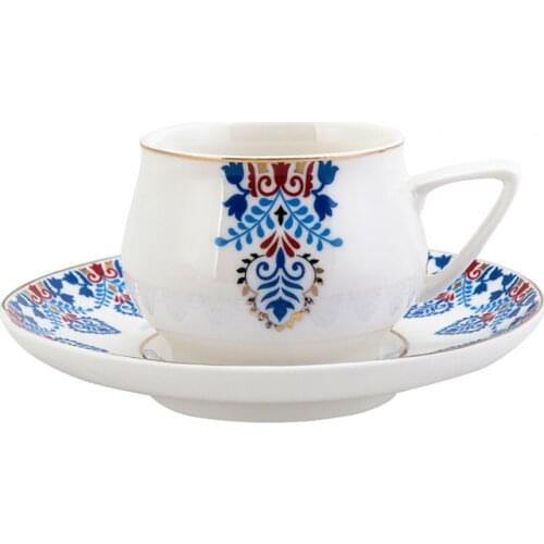 Karaca Relica 6 Person Coffee Cup Set Turkish Coffee Espresso 6 Coffee Cups + 6 Saucers Made in Turkey %100 Original