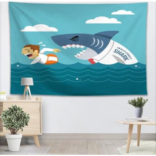 Shark Art Tapestry Wall Hanging Decor Home Birthday Party Decorations Fabric Tapestries Camping Tent Travel Sleeping Pad