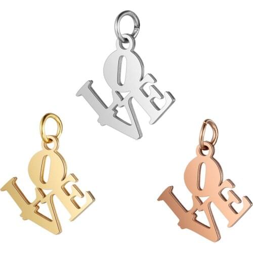 Stainless Steel Hollow out Love Charm Gold/Rose Gold/Steel 16*19mm Full Polished Tag for DIY Handmade Accessories