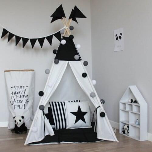 New design black color children game room kids play house Indian children tents children play tent Kids Teepee with cushion