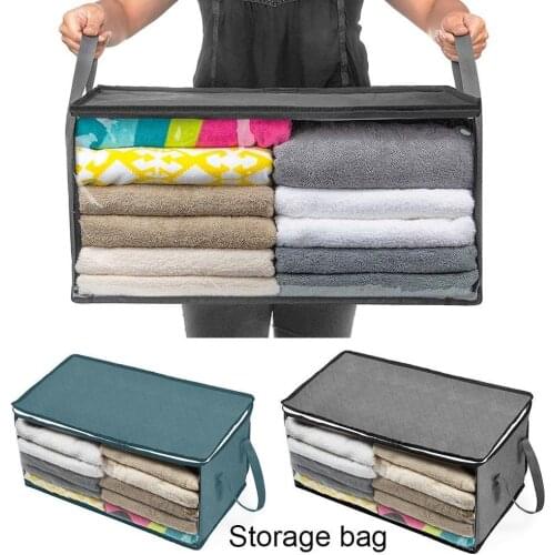 Large Capacity Folding Under Bed Quilt Blanket Home Storage Organizer Zipper Clothes Handle Closure Dustproof Durable With V2N3