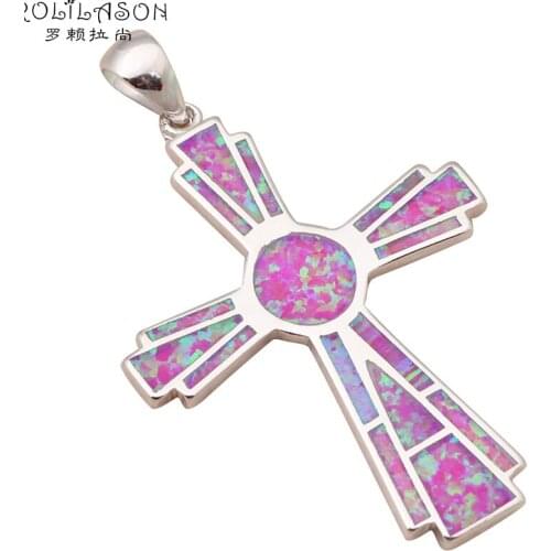 Huge cross pendant for women Wonderful Purple Fire Opal high quality Silver Stamped Pendant Fashion jewelry OP523