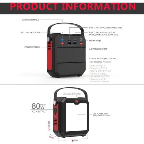 Portable Power Station 22500mah With LED Indicators Solar Generator Storage Solar Battery Power Bank for Outdoor Car Home AC USB