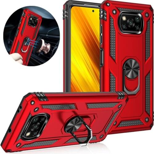 Shockproof Metal Ring Stand Cover For Xiaomi Mi POCO X3 NFC Redmi Note 9 Pro Max 9s Case Armor Anti-fall Coque TPU Bumper Shell