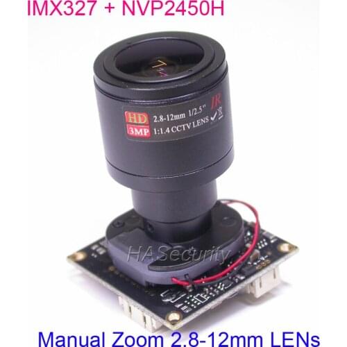 HDR (WDR) manual Zoom LENs AHD-H / CVBS 1/2.8" STARVIS IMX327 CMOS NVP2450 CCTV camera PCB board module +OSD cable +IRC (UTC)
