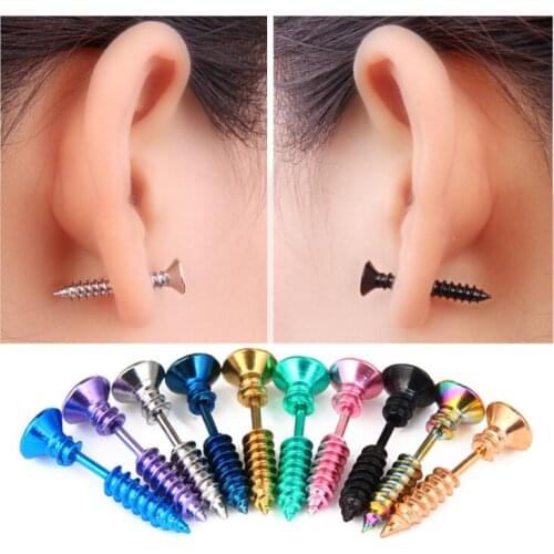 1PC Fashion Men Women Unisex Stainless Steel Whole Screw Stud Earring Punk Top Quality boucle d'oreille