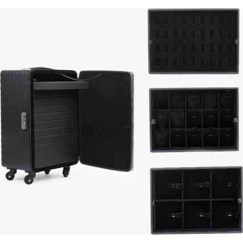 Jewelry Box PU Leather Jewelry Locker Storage Box Small Jewelry Necklace Earrings Hook Trolley Case Jewelry Storage Box