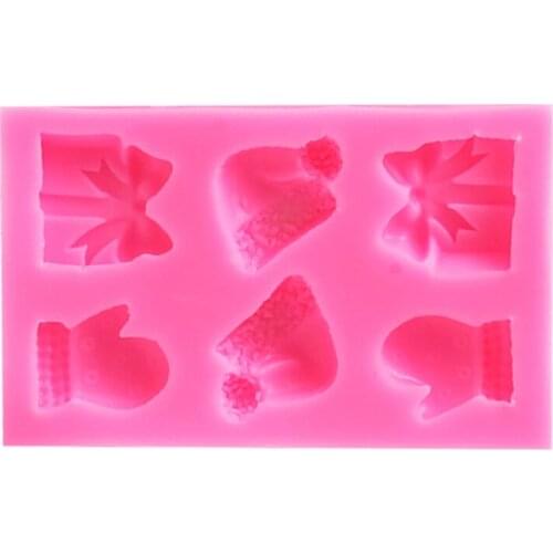 Silicone Material Christmas Present Boxes Shaped Design Fondants Moulds DIY Cake